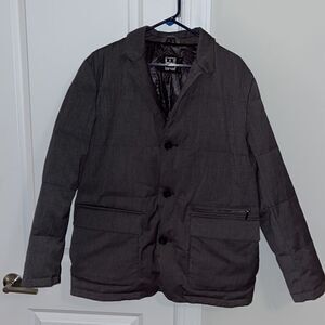 Ike Behar charcoal gray men’s  down Puffy puffer style warm winter coat jacket L